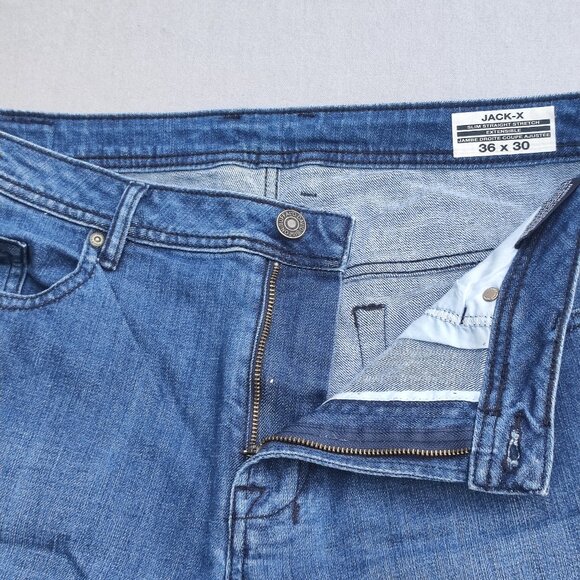 Buffalo Jeans Jack-X men's sz 36X30 denim blue Slim Straight Stretch Extensible - Picture 8 of 13